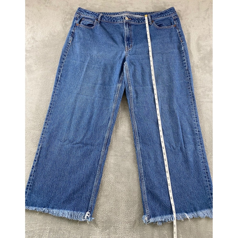 Old Navy Womens Plus 22 Mid-Rise Wide-Leg Jeans Medium Wash Raw Hem Blue Denim - Picture 8 of 14